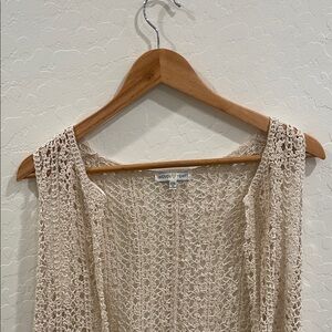 Woven Heart Beige Open-Knit Vest